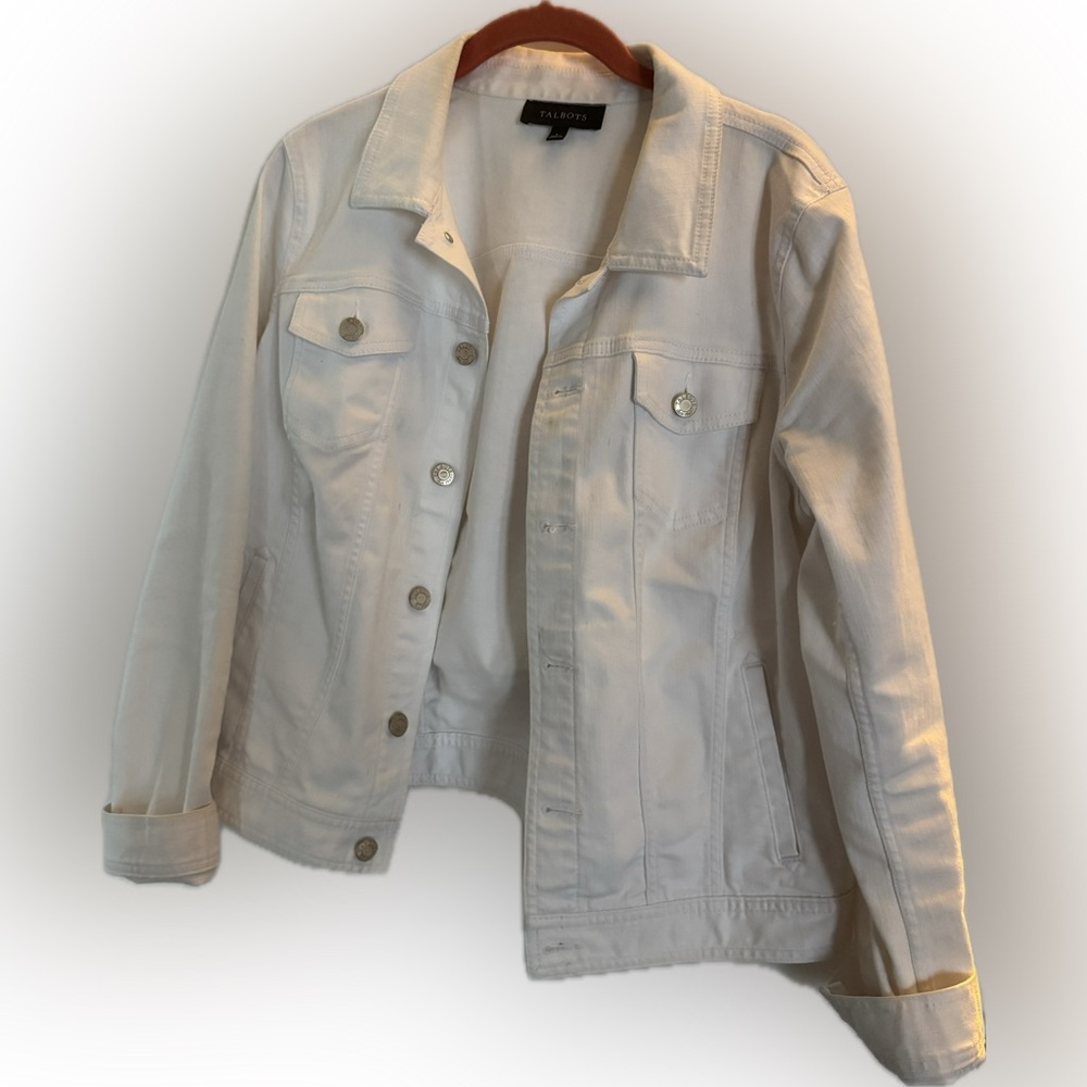 Talbots White Jean Jacket Classic Style